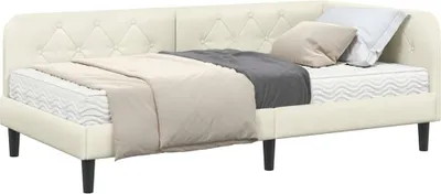 Image de Cadre de lit d'angle Crème 90 x 190 cm Velours