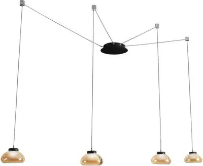 Immagine prodotto di Lampadario a sospensione Arabella a Led in metallo e vetro soffiato ambra 3547-49-125 Fabas Luce