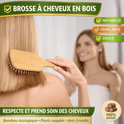 Image de Brosse cheveux Carrée en Bois