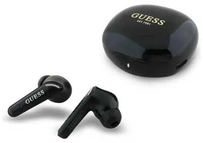 Produktbild von Kabellose Ohrhörer TWS Guess Flat Classic Logo Galvanisiert schwarz