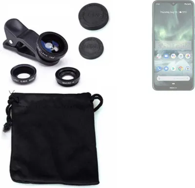 Produktbild von K-S-Trade Smartphone Kamera Linsen Set Kompatibel mit Nokia 7.2 3in1 Clip-On Kamera Adapter Macro Weitwinkel FishEye Fischauge Objektiv Linse
