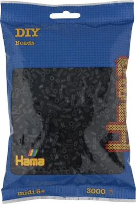 Produktbild von Hama Bügelperlen midi schwarz im Beutel 5,0 mm 3.000 Bügelperlen