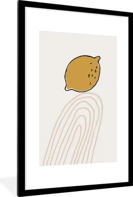 Produktbild von MuchoWow® Gerahmtes Poster Sommer - Zitrone - Gelb - Weiß 60x90 cm - Poster mit Schwarzem Bilderrahmen Wandposter Rahmen Foto Bilder - Dekoration - Wandposter Wohnzimmer - Hochwertig