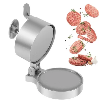 Produktbild von Hamburger Patty Maker Edelstahl Burgerpresse Fleischpresse rund 12,5cm Handpressform Küchenhelfer für Burger Frikadellen