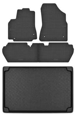 Productafbeelding van Rubberen automatten + kofferbakmat voor Peugeot Partner II 2008-2018 (MPV/stationwagen) – 5-delig, zwart, op maat – Wielganizator