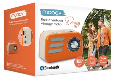 Zdjęcie produktu dla Mooov 477241 - Radio vintage z Bluetooth 5.4, zasilane baterią, radio UKF/MW, przenośne