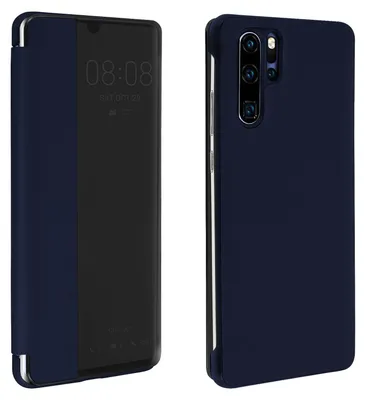 Produktbild von Flip Cover mit Smart View Sichtfenster für Huawei P30 Pro – Dunkelblau