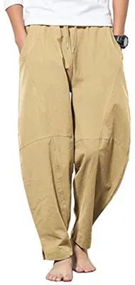 Immagine prodotto di Solidchoice - Pantaloni estivi da uomo in cotone con cintura elastica
