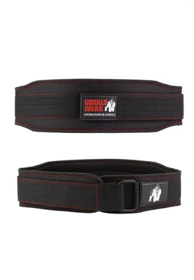 Produktbild von Gorilla Wear 4 Zoll Gewichthebergürtel für Damen – Schwarz/Rote Nähte – S