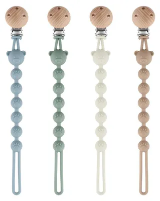 Produktbild von 4er Pack Schnullerkette Silikon, BPA frei, Beißringspielzeug, Braun/Grau/Blau/Grün