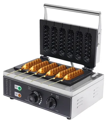 Zdjęcie produktu dla Maszyna do hot dogów, 1500 W, 220 V, 6 foremek, regulowana temperatura, kompaktowe wymiary