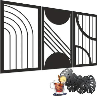 Zdjęcie produktu dla Ozdoba na ścianę salonu Obraz 3D do sypialni Panel ażurowy Geometria 96x56