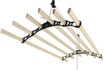 Produktbild von MonsterShop 2.4 m Deckentrockner aus Holz Kleidetrockner Wäschetrockner Trockner Deckenwäschetrockner im Viktoranischer Stil -Schwarz