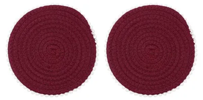 2 runde Baumwoll-Platzsets, 19,5 cm, geflochten, rot