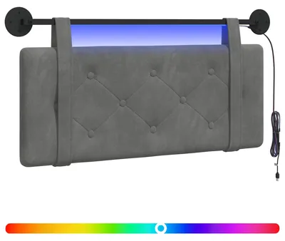 Produktbild von Hängendes Kopfteil Mit LED Licht Dunkelgrau Samt