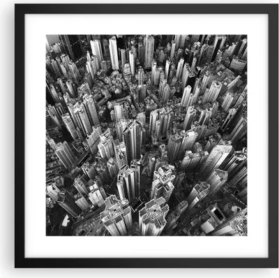 Produktbild von Gerahmtes Poster - Schwarzer Rahmen - Wolkenkratzer mit Berge - 40x40 cm - Wand Bild - Wanddeko - Wandbilder - Kunstposter - Wandposter - Bilderrahmen - Bilder - Kunstdruck - P2BAC40x40-4453
