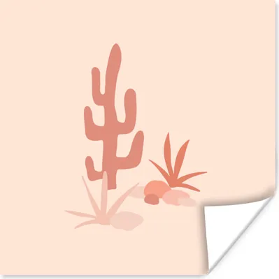 Produktbild von MuchoWow® Poster Kaktus - Rosa - Abstrakt 50x50 cm - Wohnzimmerdekoration