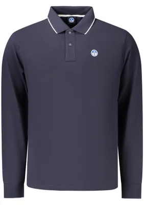 Immagine prodotto di Polo da uomo a maniche lunghe blu - Sostenibile ed elegante, con dettagli a contrasto