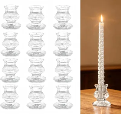 Produktbild von Kaarsenhalter Set, 12-teilig, transparentes Glas, für Staafkaarsen
