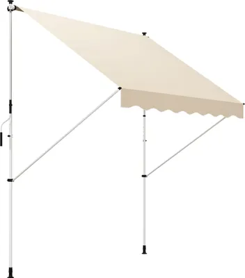 Produktbild von Gelenkarmmarkise 300 X 150cm Höhenverstellbar Klemmmarkise Faltarm Sonnenschutz Mit Handkurbel Alu Beige Für Balkon