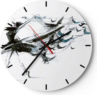 Produktbild von Wanduhr - Rund - Glasuhr - Tanz eine Frau Ballett Aktivität - 40x40cm - Schleichendes Uhrwerk - Lautlos - zum Aufhängen bereit - Dekoration Modern - Wanddekoration aus Glas - C3AR40x40-3078