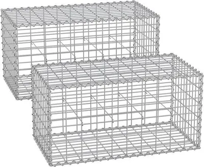 Produktbild von Famanu Gabionenwand- Metallkäfig - Steinschicht - Verzinkter Stahl - 100cm x 50cm x 50cm - 5cm x 10cm Maschenweite