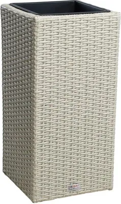 Produktbild von Polyrattan Blumenkübel Pflanzkübel 60 cm Rattan Blumentopf Übertopf Topf Beige