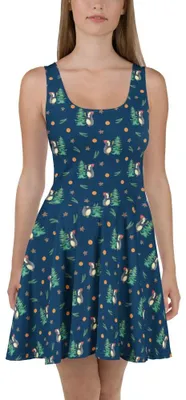 Produktbild von Mr. & Mrs. Panda Damen-Sommerkleid Pinguin Weihnachtsbaum M - Blau - Geschenk, Winter, Weihnachten, Shirtkleid, Damenkleid, Sommerkleid, Minikleid, Stretchkleid, Kleid