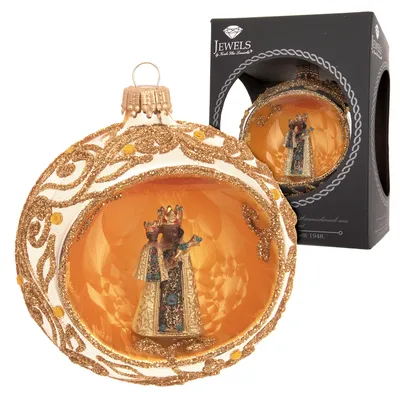 Produktbild von Krebs Glas Lauscha Weihnachtsbaumkugel - Reflexkugel mit Figur - Schwarze Madonna - aus Glas - ca. 8 cm
