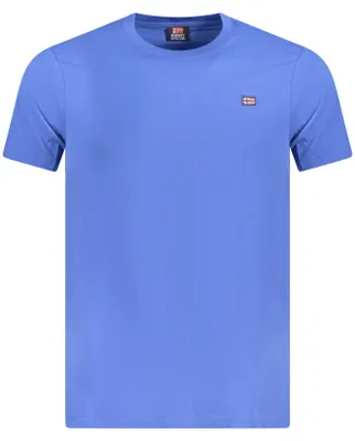 Produktbild von Stylisches Kurzarm-Herren-T-Shirt Blau mit Logo und Rundhalsausschnitt