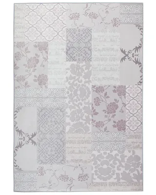 Produktbild von BELIANI Teppich Grau u. Rosa Stoff Rechteckig 160 x 230 cm Patchwork-Optik Bedruckt Rutschfest Ornamente Orientalisches Muster Fußbodenheizug geeignet