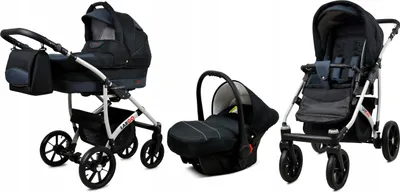 Produktbild von BabyLux® Largo | 3in1 Kinderwagen Set | Black Grey | Kombikinderwagen | Kinderwagenset | Buggy +