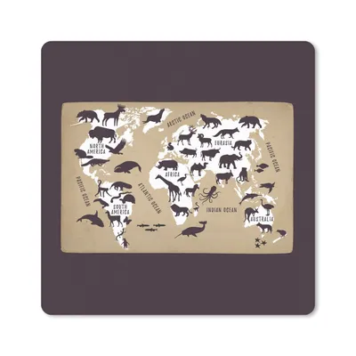 Produktbild von MuchoWow® Mauspad Mousepad Weltkarte Kinder - Weiß - Braun 20x20 cm - Mousepads - Maus Mat - Pad - Mausunterlage - Desk Mat - Bureauartikeln