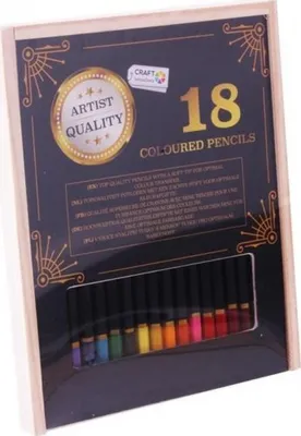 Obrázok produktu pre Kredki do kolorowania w drewnianym pudełku 18 sztuk
