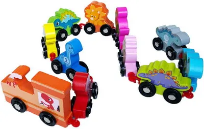 Image de Chemin de fer en bois - Train - Dinosaures