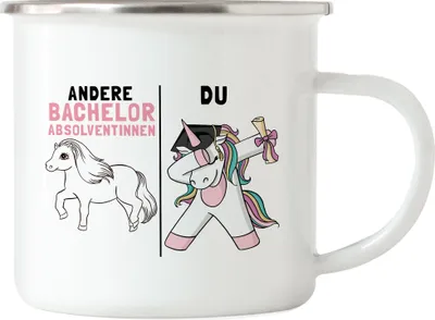 Produktbild von Andere Bachelorabsolventinnen Du Emaille Tasse Pferd Einhorn Geschenkidee Lustig Studentin Studium Hochschule Uni
