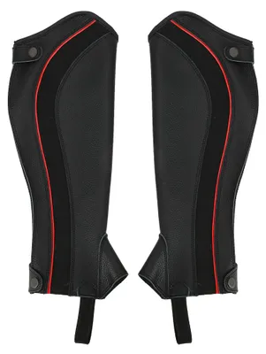 Image de Lot de 2 guêtres d'équitation professionnelles en cuir, jambières de protection pour l'équitation, noir, taille M