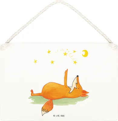 Produktbild von Mr. & Mrs. Panda Schild Fuchs Sterne DIN A5 - Transparent - Geschenk, wandtafel, Sternengucker, Always Look On The Bright Side Of Life, Spruch Positiv, Holzschild