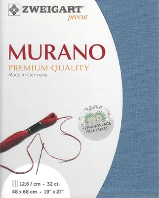 Produktbild von Zählstoff MURANO Zweigart Precut 32 ct. 3984 Farbe 522 mittlelblau, Handarbeitsstoff für Stickerei 48x68 cm