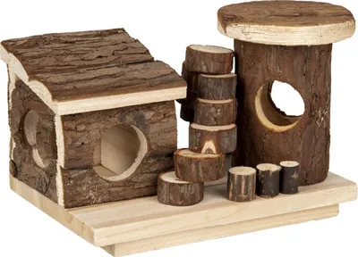 Produktbild von Nagerhaus Tory aus Holz 21x15x13 cm mit 2 Verstecken und Aussichtsplattform