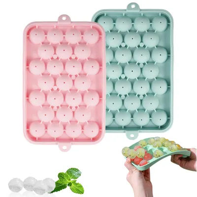 Silikon-Eiswürfelform, 2 Stück, 25 Kugelfächer, Ø 2,5 cm