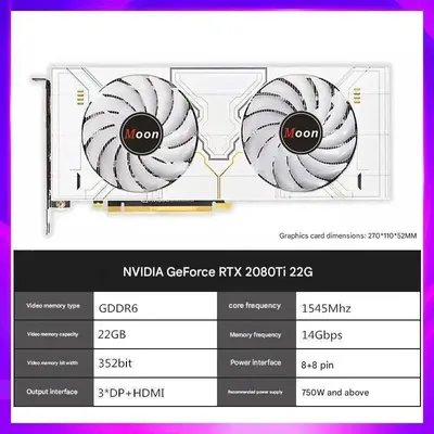 Obrázek produktu pro Grafická karta, 22 GB VRAM, optimalizovaná pro AI a hraní her, 2080TI 22G 300