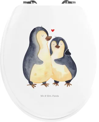 Produktbild von Mr. & Mrs. Panda Toilettendeckel Pinguin umarmen - Weiß - Geschenk, Verknallt, Klodeckel, Klobrille, WC-Sitz, Liebe, Umarmung Verliebt, Hochzeit, WC Sitz, Hochzeitstag