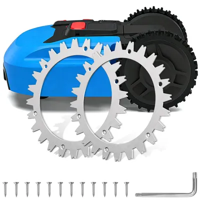 Produktbild von Faziango Mähroboter Rad Spikes Anti-Rutsch-Platten 2er Set Silber aus 65# Manganstahl
