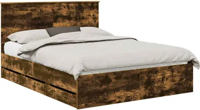Produktbild von Bettrahmen Geräucherte Eiche 150 x 200 cm Ingenieurs Holz