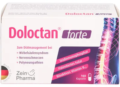 Produktbild von Doloctan forte Kapseln bei Wirbelsäulensyndrom, Nervenschmerzen und Polyneuropathien, 160 St. Kapseln