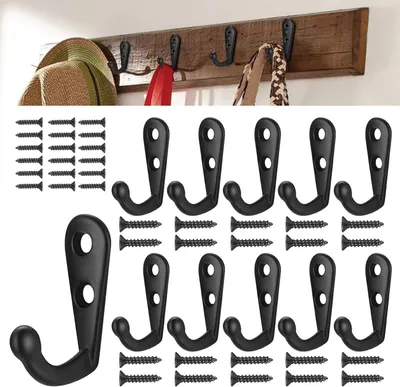 Produktbild von 30 schwarze Metall-Garderobenhaken im Retro-Stil, inklusive Schrauben, für Tür, Schlafzimmer, Wohnzimmer oder Küche