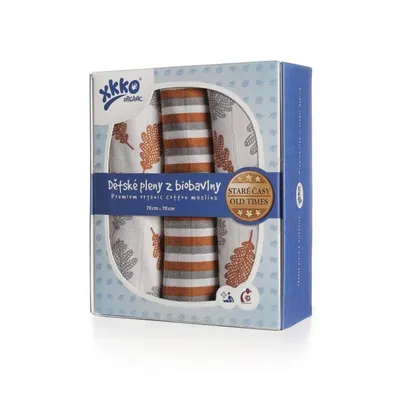 Zdjęcie produktu dla xkko pieluszki bawełniane old times organic zestaw 3 sztuk dąb