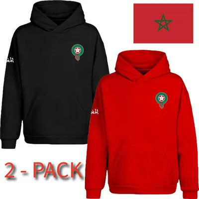 Produktbild von Al Maghrib - Herren - Marokko Al-Maghrib Kombi-Hoodies - Rot/Schwarz - Gr. S