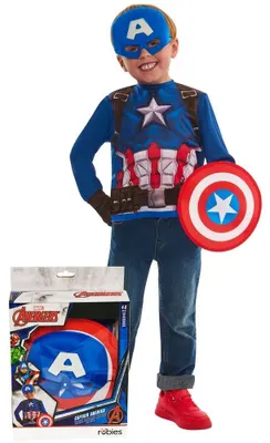Produktbild von Rubies Captain America Kleid (104 -116 Cm) Maßgeschneidert   Kinder  One Size
